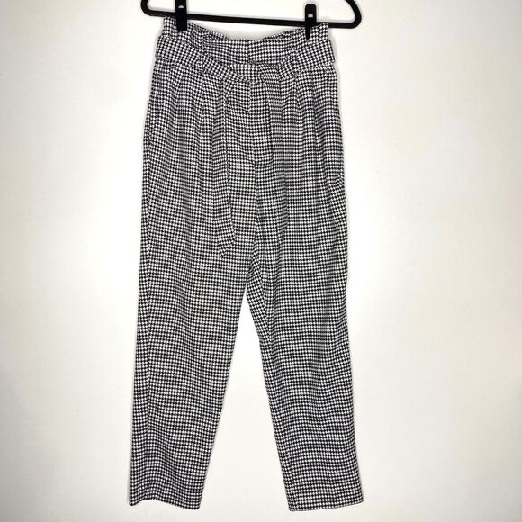 H&M Pants - H&M Houndstooth High Waist Paperbag Belted Ankle Pant Women's Size 8